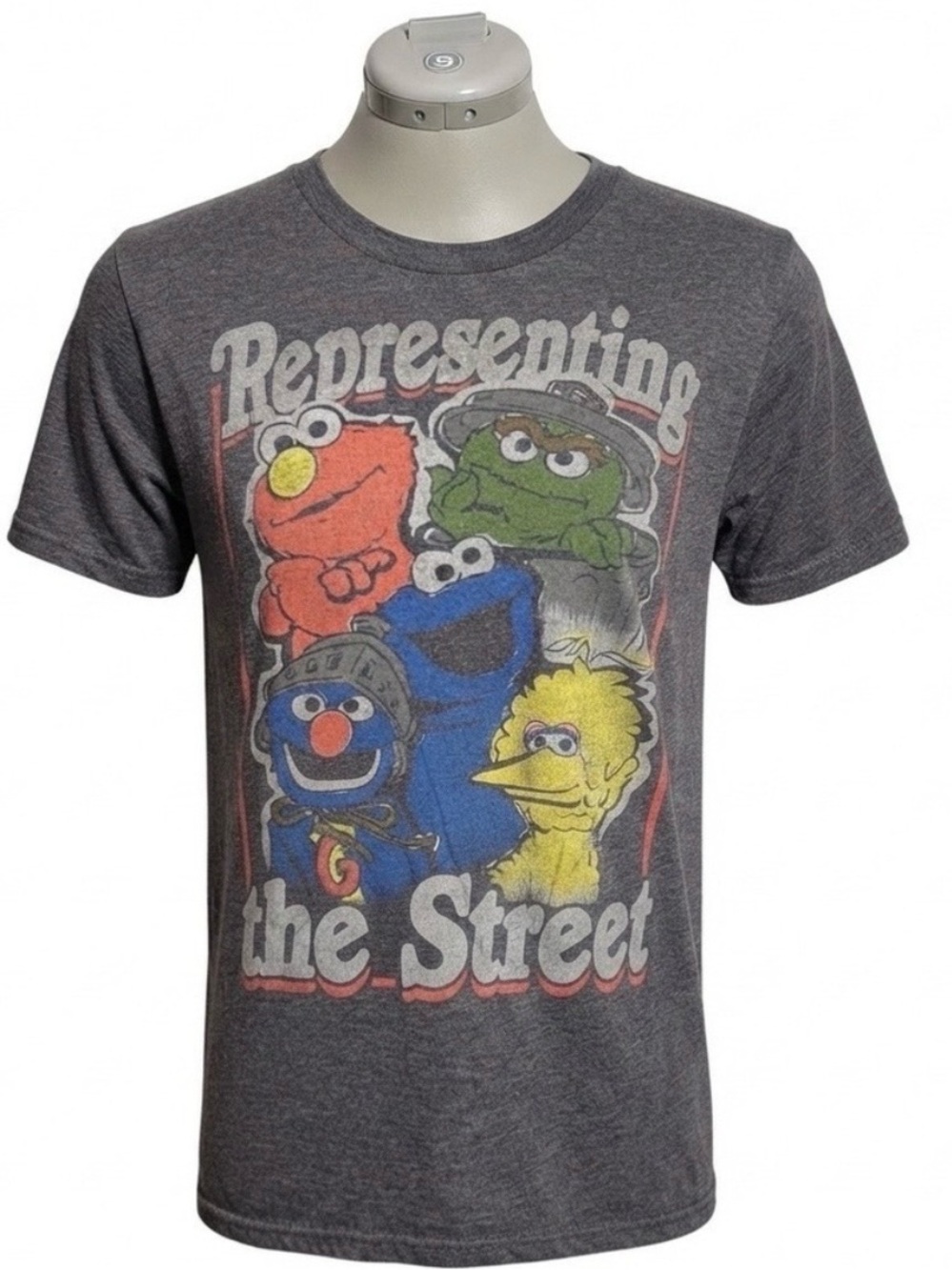 Sesame Street Graphic T-Shirt Kidcore Childhood Nostalgia Elmo Gray Tshirt Small